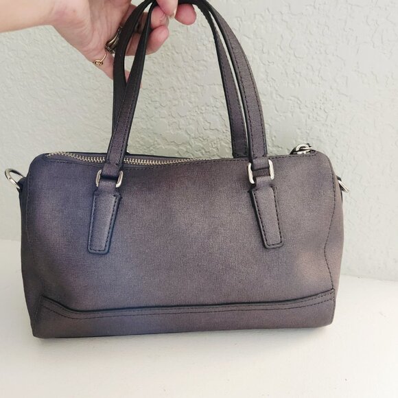 Euc Coach Metallic Gunmetal Crossbody Bag Shoulder Purse - Picture 3 of 10